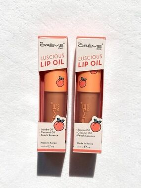 The Crème Shop Luscious Lip Oil – Peach Cobbler Set of 2 NWT
